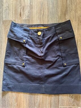 Tory Burch Navy Mini Skirt with Gold Hardware